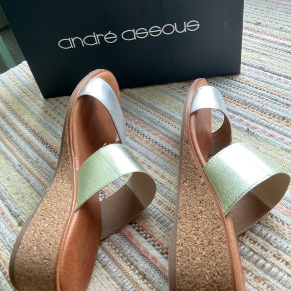 André Assous Gwenn Two Tone Metallic Cork Wedges Size 8 M - Picture 7 of 11